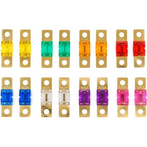 16pcs 32V Car Midi Bolt On Fuses 20A 30A 40A 50A 60A 80A 100A 125A with Screw Connector Fuse Kit for Car Truck RV Boat (1/5)