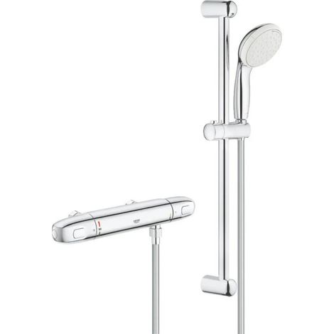 Grohe Conjunto de ducha Grohtherm 1000 con mezclador termostático de ducha de 1/2', cromo (G34822004)