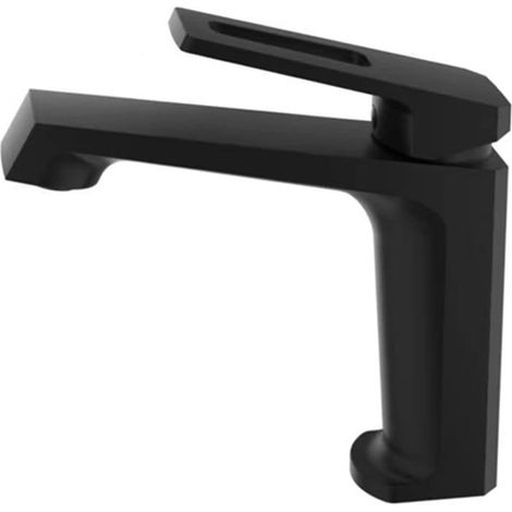 Robinet de cuisine Robinet de lavabo de salle de bains, mitiur d'eau chaude et froide à poignée en laiton chromé noir, robinet de lavabo de luxe monté sur le pont(Zwart) (1/5)