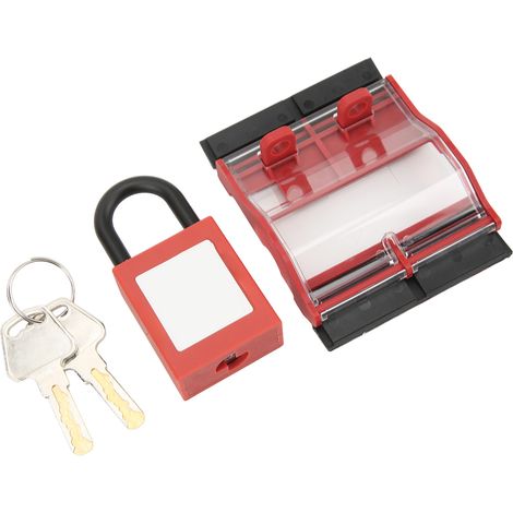 Kit de verrouillage de sécurité transparent pour disjoncteur 4P 25 mm en nylon avec couvercle de protection et cadenas (1/5)