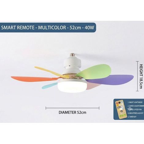 Ventilatore con luce integrata, attacco a vite E27 a sei pale, dimensioni extra-large, flusso d'aria silenzioso, 40W - ventilatore con luce integrata a sei pale.