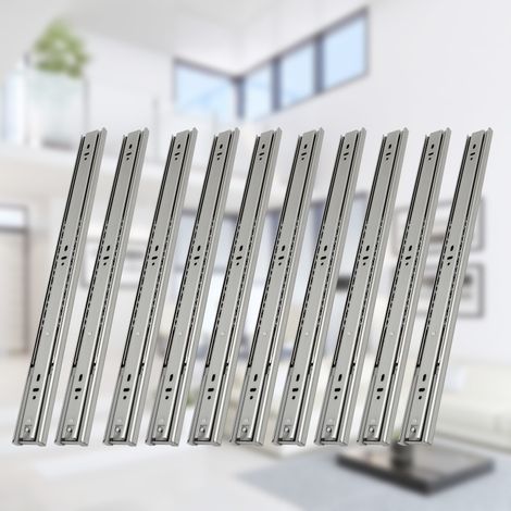 Schubladenschienen Rollenführung Schiene Schubladenauszug Schubladen Kugelführung Selbsteinzug Vollauszug Länge 450mm 5Paar (1/5)