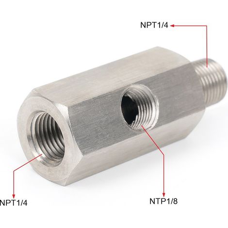 Adaptateur de capteur de pression d'huile 1/8 NPT en acier inoxydable pour connecteur de turbocompresseur, adaptateur de modification automobile - NPT 1/4 (sans joint) (1/4)