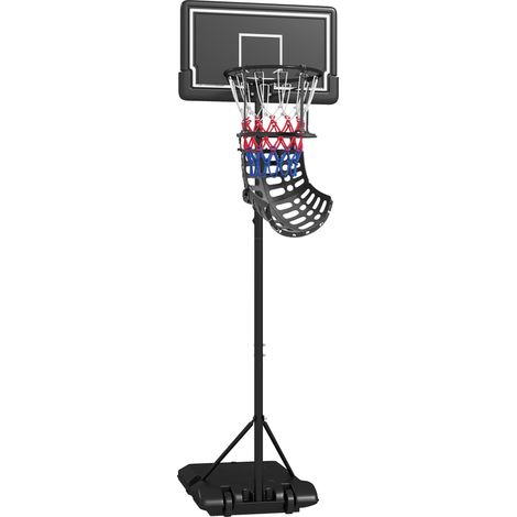 Panier de basket avec panier de rebond- SPORTNOW - hauteur ajustables, à roulettes - acier - 74x55x220-250cm - noir