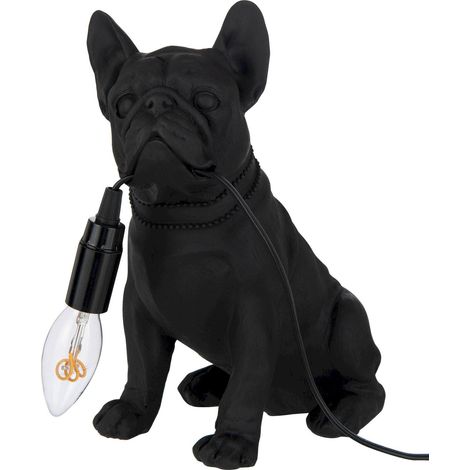 Lampe décorative bulldog noir en résine pour ambiance originale - Noir mat résine