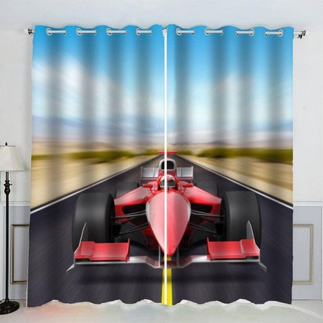 Rideau Voiture De Course Sport Extrême Rideau Thermique Isolant Anti Froid Rideau Occultant Oeillet 2 Pièces Opaque Salon Maison Décoration Rideaux Polyester (234x137 cm) - 234L X 137H cm (2 Panneaux) (1/5)