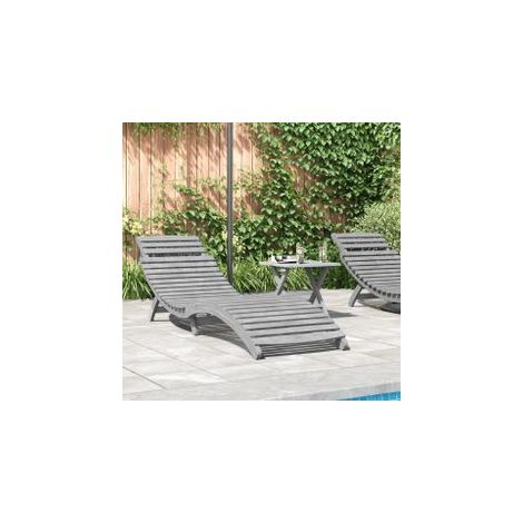 Chaise longue gris 184x55x64 bois massif d'acacia (1/5)