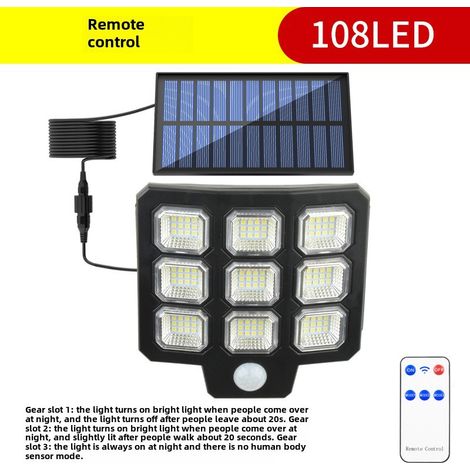 Nuevo modelo 2025 para jardín, garaje, aplique solar de pared, iluminación exterior de patio (TY01026 aplique individual de pared con 108 LED) (1/4)