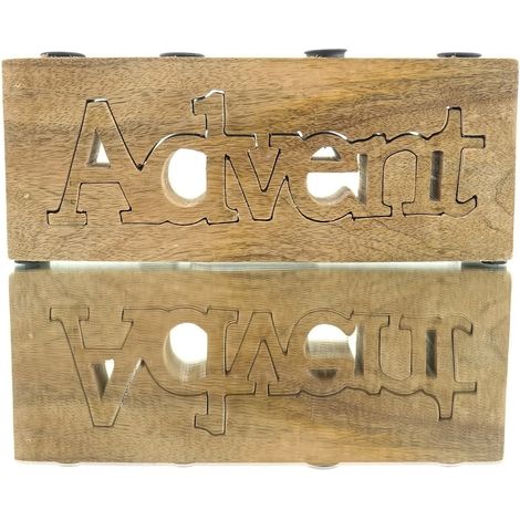 Riffelmacher Adventskerzenhalter mit Schriftzug für 4 Stabkerzen - Holz & Metall (1/3)