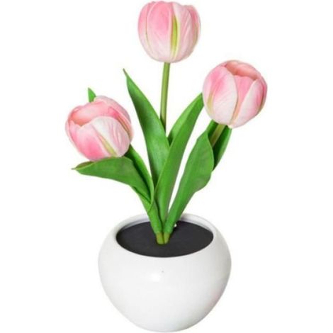 Lampe Tulipe - Lampe de Table LED avec Fleur Artificielle en PU - Pour Bureau Salon Chambre - 1 Pièce (1/5)