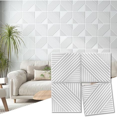 Lot de 33 panneaux muraux 3D, 30x30 cm, adaptés aux salons, chambres et murs de fond TV, noirs (1/5)