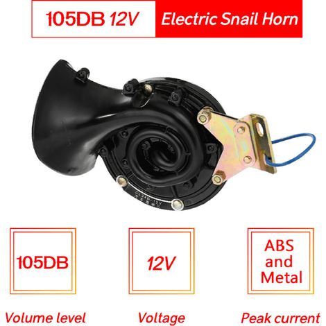 Fort 105DB 12V/24V noir étanche électrique corne d'escargot Air rage son pour voiture moto camion bateau (1/5)
