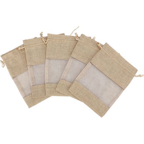 15pcs Muslin Transparent Bag Natural Breathable DIY Handcraft Drawstring Gift Bags Storage Bag for Jewelry Storage (1/4)
