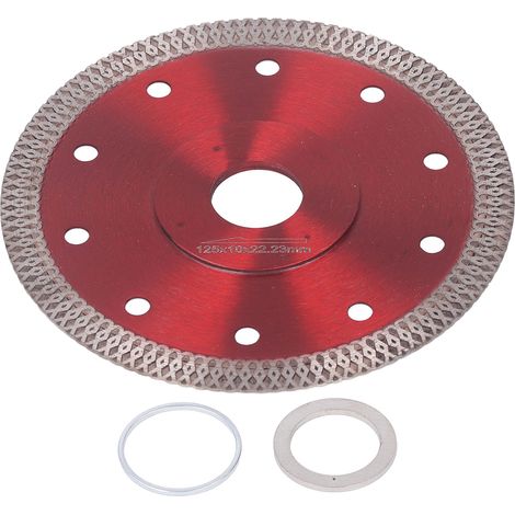 Super Thin Saw Blade Red Diamond 65 Manganese Alloy Steel Incisive Porcelain Saw Blade for Granite 4.9in