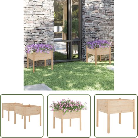 The Living Store Jardinières d'extérieur 2 pcs 70x70x70 cm bois de pin massif - Jardiniere Exterieure - Pot De Fleurs Extérieur - Bois De Pin - Jardinerie - Décoration Jardin (1/5)