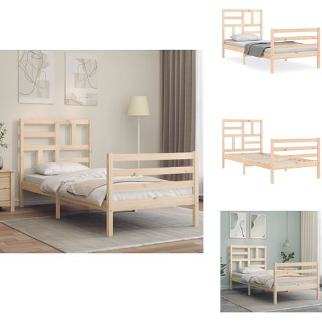 Massivholzbett mit Kopfteil 100x200 cm - Holzbett - Massivholzbette - Kiefernbett - Doppelbett - Bettgestell (1/5)