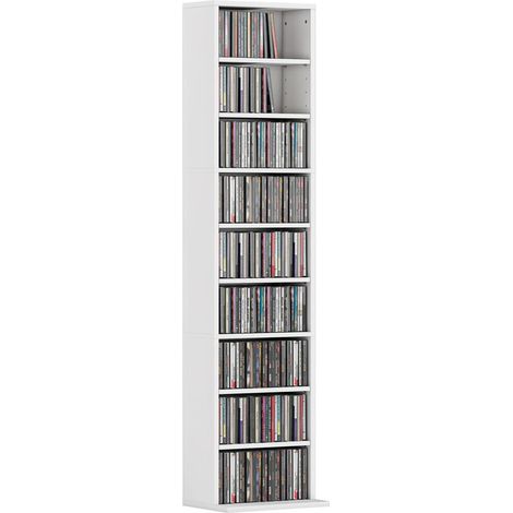 Schmale, 260 cm breite, weiße CD-Aufbewahrungseinheit – platzsparende Säule für Wohnzimmer oder Lounge (1/5)