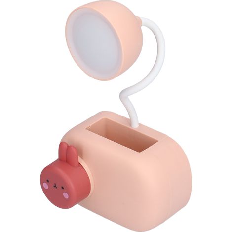 Lampe de bureau multifonctionnelle LED en forme de lapin de dessin animé (avec taille-crayon et câble USB) - Rose, convient pour le bureau, la chambre et le bureau.