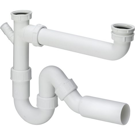Raccord de vidange 79485.20 en plastique blanc G1 1/2 x 50 mm x 90-310 mm
