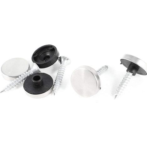 4 pièces 16mm dia cap teetisch spiegel nägel argent ton noir (06a51663275c9bedd2a82bd406c39bda)