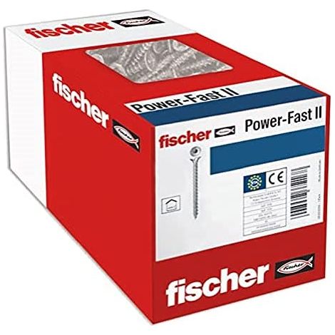 fischer Power-Fast II - boîte de vis à bois spéciales 3'5x20mm, pour visser de bois, raccorder de bois massif ou fixer des pièces de au bois ,1000 ud (1/5)