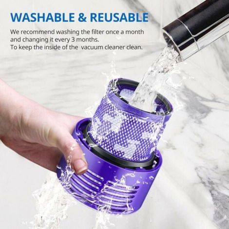 2 Paquet Lavables Rutilisables Filtre de Remplacement pour Dyson V10 Cyclone Animal Absolute Motorhead Total Clean Pro E Étiquette (1/4)