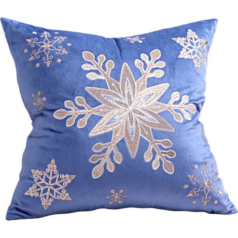 Housse De Coussin Noel - Motif Flocons De Neige - 45 X 45 Cm - Fermeture A Glissiere Invisible - 1 Unite (1/5)