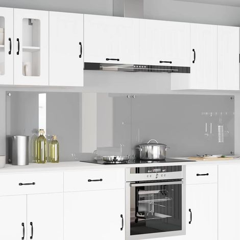Protection de cuisine 2 pcs-Dosseret de cuisine-Fond de hotte-Crédence de cuisine Gris clair 120 x 60 cm verre trempé (1/5)