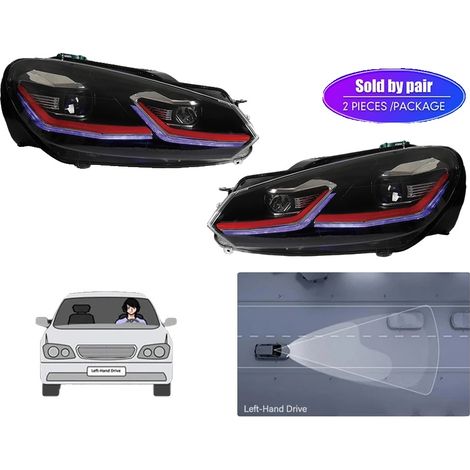 Conjunto de faros delanteros, LED integrado, compatibilidad plug-and-play, una sola línea roja, volante a la izquierda, xenón original, lente LED con bombilla. (1/2)
