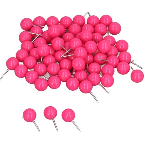 100 Épingles de Carte Décoratives en Acier et Plastique pour Tableaux Liège, 9.5x20mm Rouge Rose, Lot de 100 (1/5)
