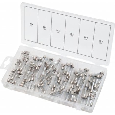 Surtido de fusibles de vidrio  120 piezas  5 - 30 A (1/3)