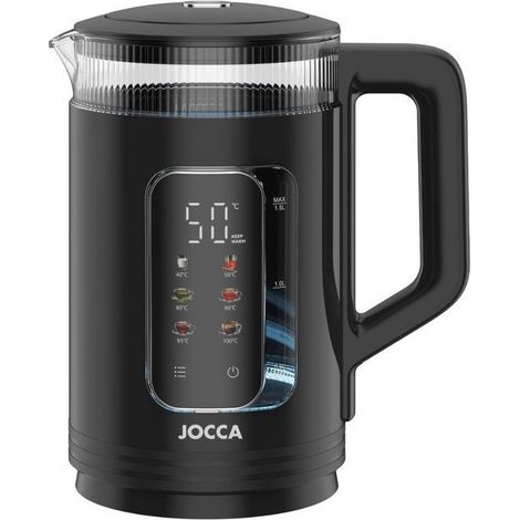 Jocca 2894N Bollitore Elettrico 1.5 L 1500 W Touch Screen LED RGB Base 360° colore Nero