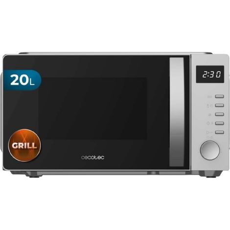 Cecotec Micro-ondes avec gril Proclean 5105 Silver. 700 W, 20 L, technologie 3DWave, gril, 5 niveaux, minuterie 30 min.