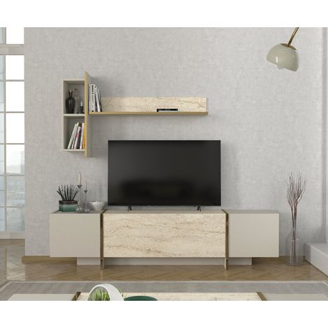 Wohnwand Veyron Beige Granit Optik