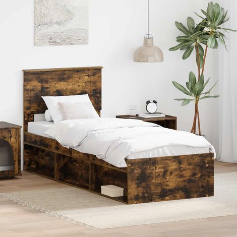 Struttura del letto Rovere fumé 75 x 190 cm Pino massello vidaXL (1/5)