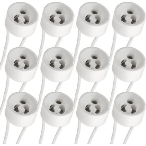 GU10-Spotlampenfassung mit Silikonkabel, 0–250 V, max. 2 A, 300 W, Standard-GU10-Keramiksockel, Adapteranschluss für Halogen- und LED-Deckenleuchten, 12er-Pack (1/5)