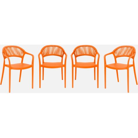 Set 4 sedie da giardino impilabili con effetto corda