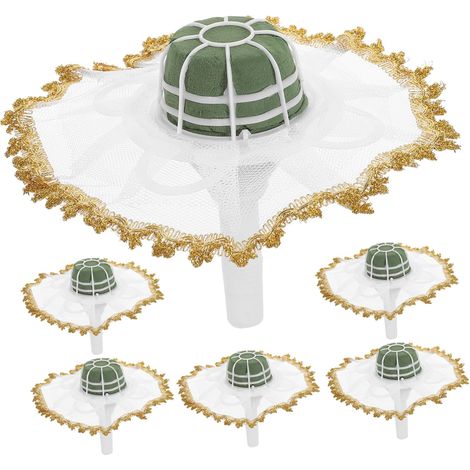 Lot de 6 supports pour bouquets de mariée avec poignée fleurie en dentelle pour la décoration de mariage et les compositions florales (1/5)