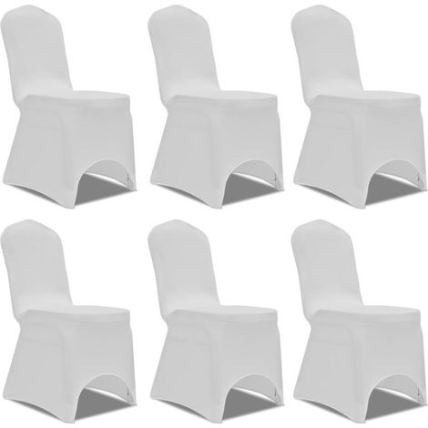 6 housses de chaise extensibles blanches (1/5)