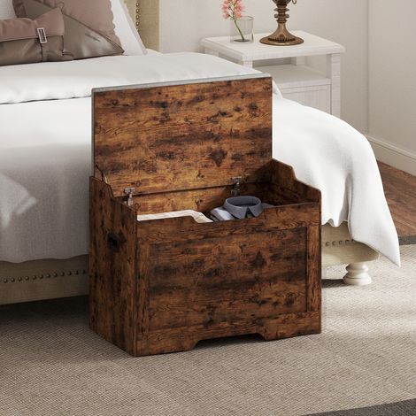 Banc de rangement 103 L, banc de rangement multifonctionnel avec coussin en tissu lavable, banc de rangement en bois pour entrée, couloir, chambre, salon, 75 x 40 x 56 cm, marron (1/5)