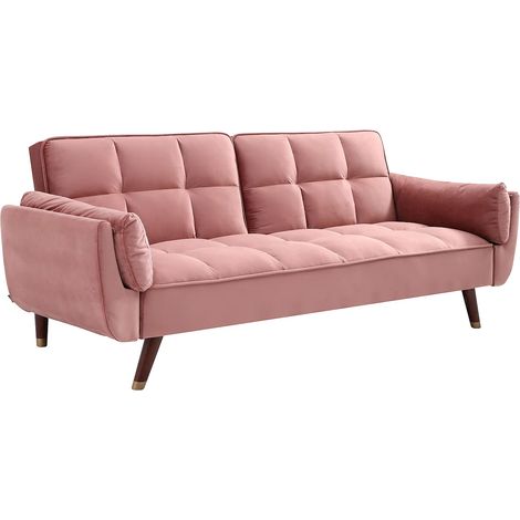 Divano letto 3 posti clic-clac in Velluto Rosa - GULCAN (1/5)