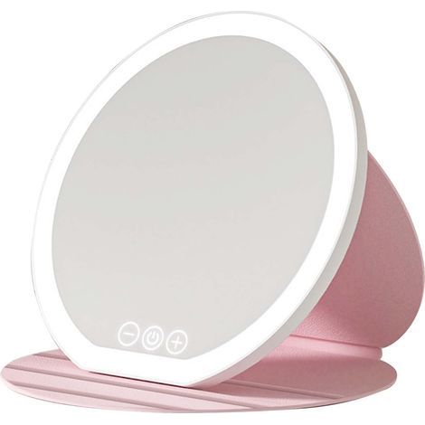 Miroir de Voyage avec Lumineux, Miroir LED Rechargeable avec 3 Couleurs Eclairage, Miroirs de Maquillage Compact Pliable, Mirroirs Super HD Cosmétique Voyage, Luminosité Réglable (Rose) (1/5)