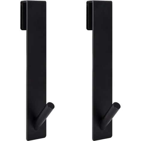 Shower Door Hooks, No-Drill Towel Hanging Hooks, Towel Rack with Foam Layers for Frameless Glass Bathroom Doors, Black (2pcs) (1/5)