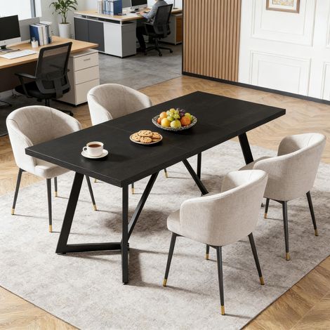 Table à manger rectangulaire robuste, table de cuisine moderne, bureau et table de réunion multifonction (1/5)