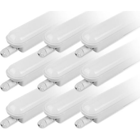 Aluson – Lot de 9 réglettes LED étanches 120 cm 40W IP65 – 4100 lm – Blanc chaud 3000K – Installation rapide sans outils
