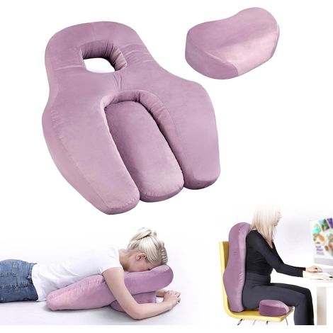 Oreiller BBL 2N1 après chirurgie – Oreiller convertible face vers le bas – Mousse velours violet – Confort post-opératoire – Vercart