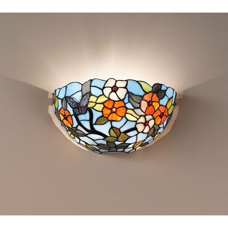 BUTTERFLY Applique Tiffany con farfalle 32cm 1 luce attacco E27 (1/2)
