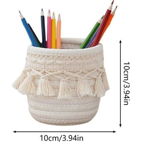 Petit panier de table en corde de coton, joli rangement pour papier toilette - Décoratif. (1/5)