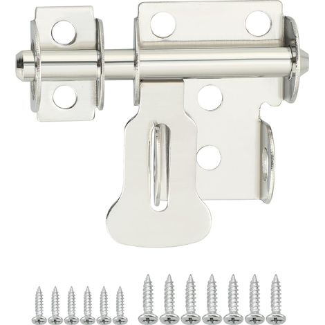 Verrous Loquet Porte Extérieur, 6.6x4.6 CM, en Inox, Brossé Verrou Porte Interieure en Acier Inoxydable, Loquet Porte Coulissante Pour Portes, Fenêtres, Clôtures (1/5)