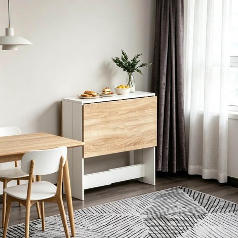 Klapptisch 103x76x74 cm, beidseitig klappbar, MDF, Eiche und Weiß (1/5)